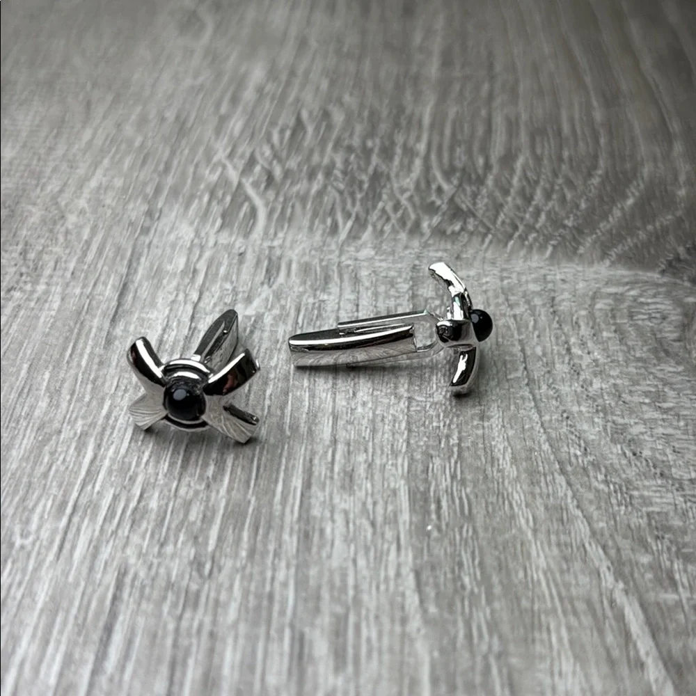 PIONEER Silver and Black Modern Cuff Links